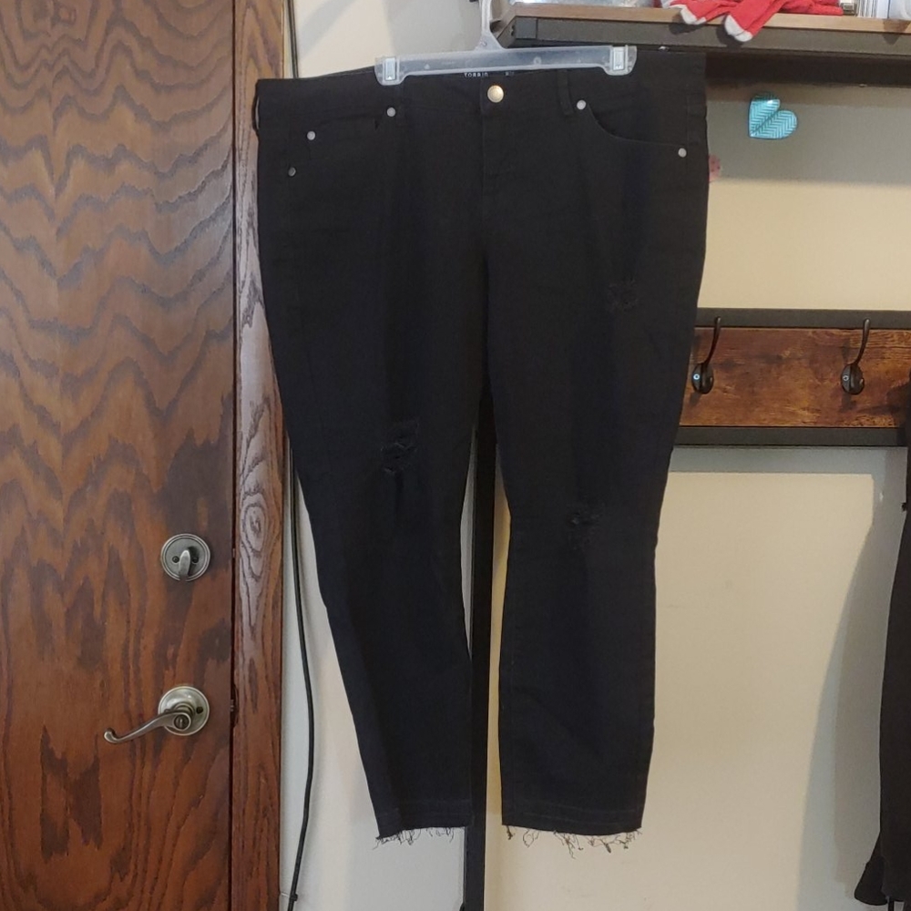 TORRID Distressed Black Stretch Jeans Raw Hem